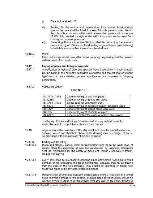 Specifications Part 1 - Water Supply, Sewerage and Tube Well Works