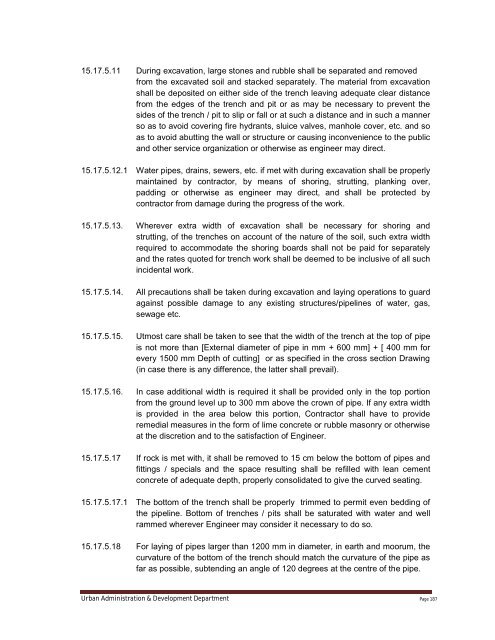 Specifications Part 1 - Water Supply, Sewerage and Tube Well Works