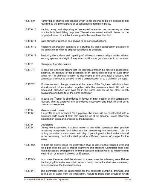 Specifications Part 1 - Water Supply, Sewerage and Tube Well Works