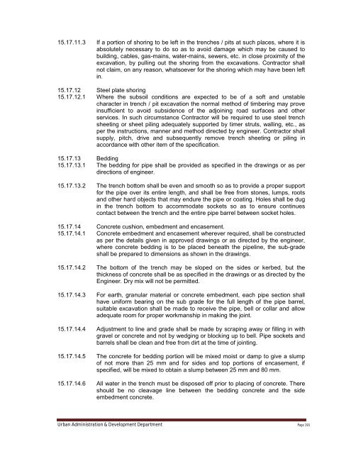 Specifications Part 1 - Water Supply, Sewerage and Tube Well Works