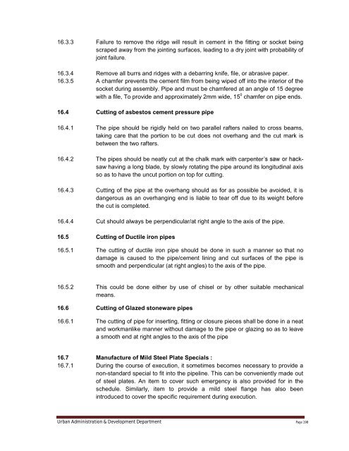 Specifications Part 1 - Water Supply, Sewerage and Tube Well Works