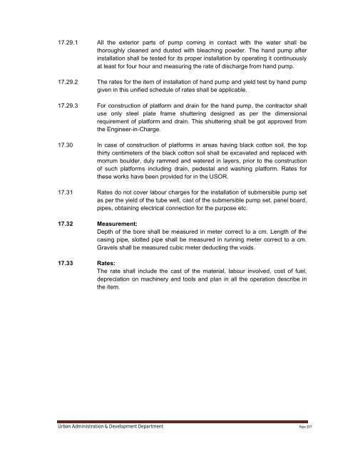 Specifications Part 1 - Water Supply, Sewerage and Tube Well Works