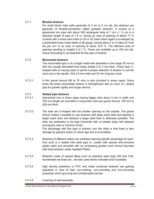 Specifications Part 1 - Water Supply, Sewerage and Tube Well Works