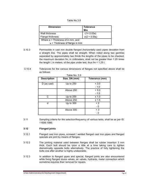 Specifications Part 1 - Water Supply, Sewerage and Tube Well Works