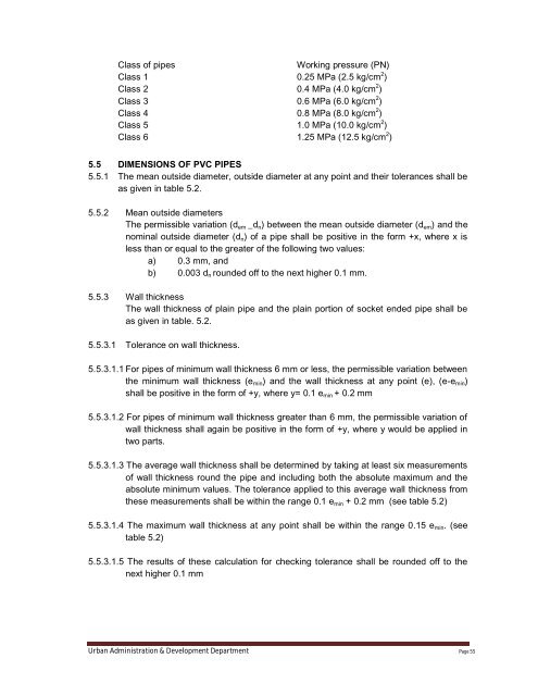 Specifications Part 1 - Water Supply, Sewerage and Tube Well Works