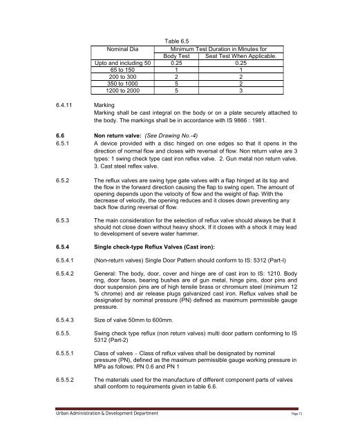 Specifications Part 1 - Water Supply, Sewerage and Tube Well Works