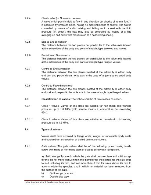 Specifications Part 1 - Water Supply, Sewerage and Tube Well Works