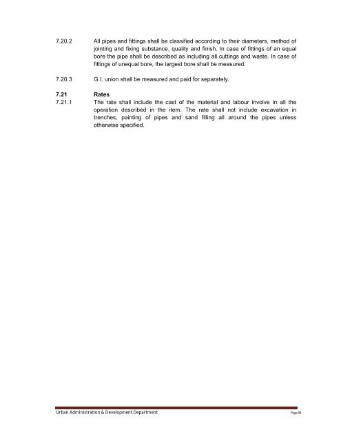 Specifications Part 1 - Water Supply, Sewerage and Tube Well Works