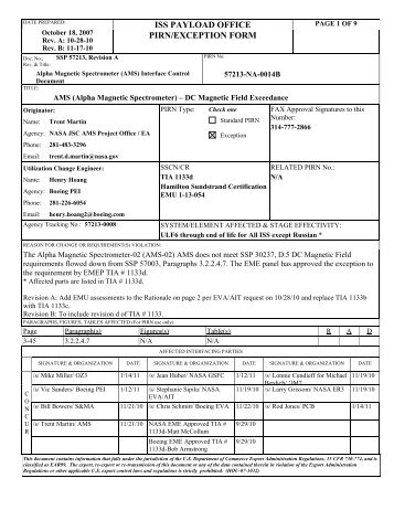 Attachment 2 (PIRN 57213-NA-0014B) - Alpha Magnetic Spectrometer