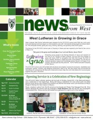 West Lutheran is Growing in Grace - West Lutheran High School