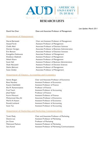 RESEARCH LISTS - American University in Dubai