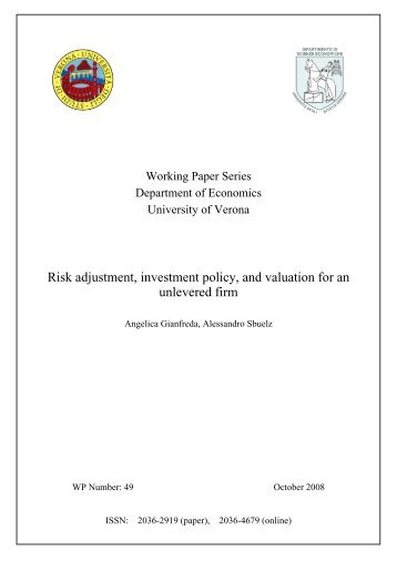 Risk adjustment, investment policy, and valuation for an ... - DSE