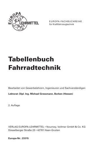 Tabellenbuch Fahrradtechnik