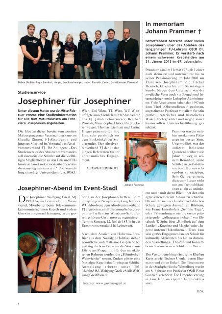 Ausgabe 1/2013 - Josephiner.at