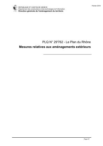 Mesures relatives aux amÃ©nagements extÃ©rieurs - Etat de GenÃ¨ve