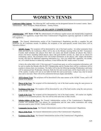 WOMEN'S TENNIS - Southeastern Conference