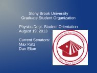 Stony Brook University Graduate Student Organization Physics Dept ...