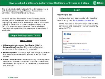 How to submit a Milestone Achievement Certificate or ... - esa-p