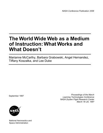 The World Wide Web as a Medium of Instruction: What ... - NASA