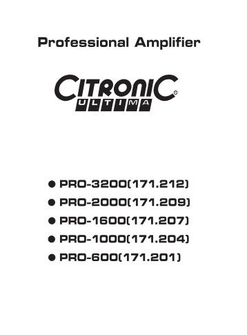 Ã¨ÂÂ·Ã¥Â…Â°01 citronic PRO-600 PRO-1000 PRO-1600 ... - Surplustronics