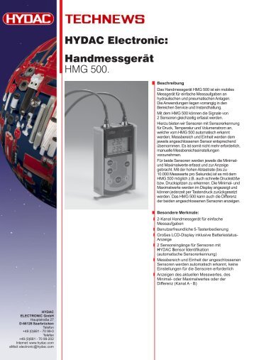 HandmessgerÃ¤t HMG 500. HYDAC Electronic: