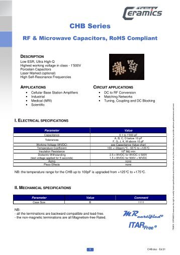 RF & Microwave Capacitors, RoHS Compliant - Temex Ceramics