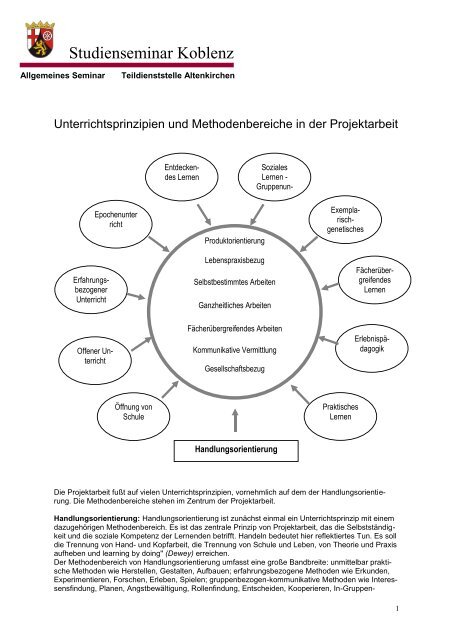 Unterrichtsprinzipien in der Projektarbeit - Teildienststelle Altenkirchen