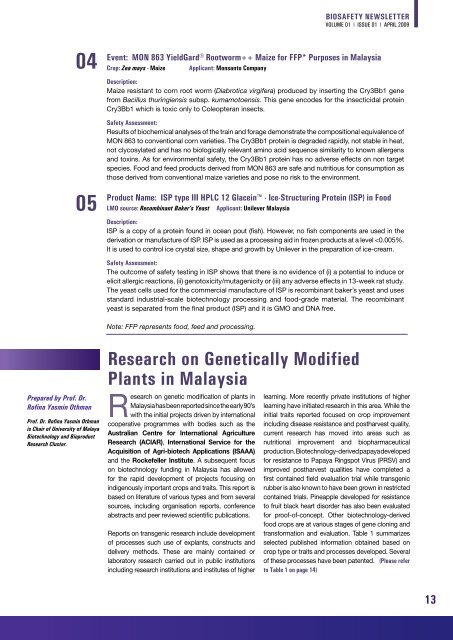 Malaysian Biosafety Act 2007 - NRE