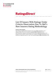 List Of Issuers With Ratings Under Criteria ... - Standard & Poor's