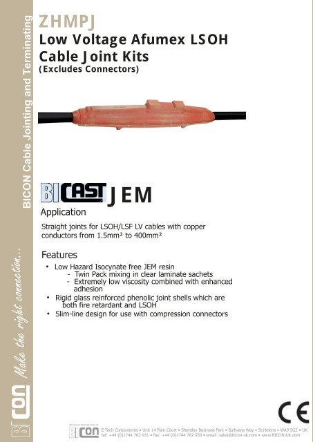 Prysmian ZHMPJ Low Voltage Afumex LSOH Cable Joint Kits