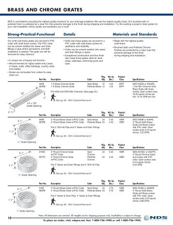 BrASS AND CHrOME grATES - NDS
