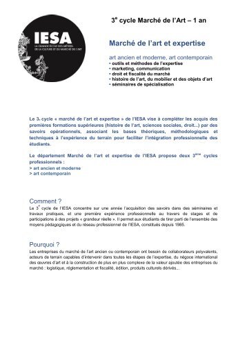 MarchÃ© de l'art et expertise - IESA