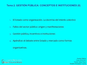 Tema 2. GESTIÃN PÃBLICA: CONCEPTOS E INSTITUCIONES (II)