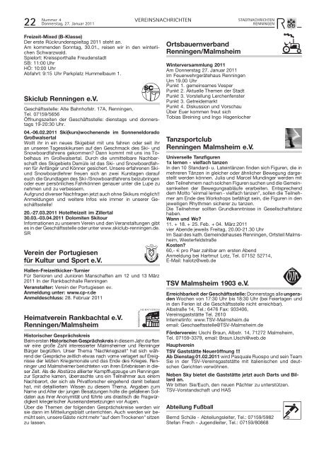 Ausgabe Nr. 04 vom 27.01.2011 - Stadt Renningen