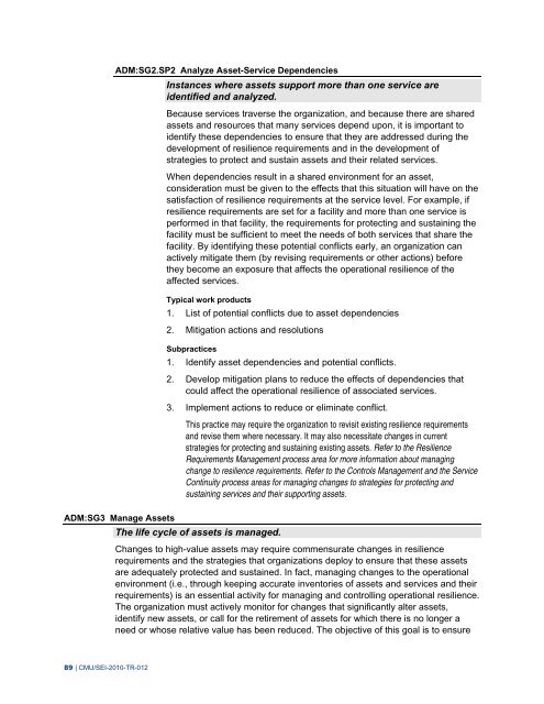 CERT Resilience Management Model, Version 1.0