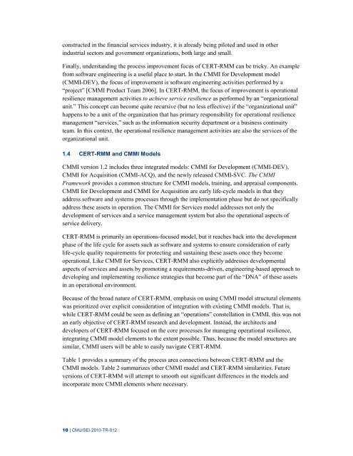 CERT Resilience Management Model, Version 1.0