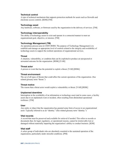 CERT Resilience Management Model, Version 1.0