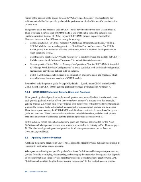 CERT Resilience Management Model, Version 1.0