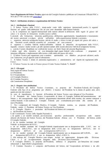 Nuovo Regolamento del Settore Tecnico ... - Diritto Calcistico