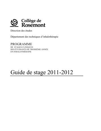 Guide de stage 2011-2012 - Accueil