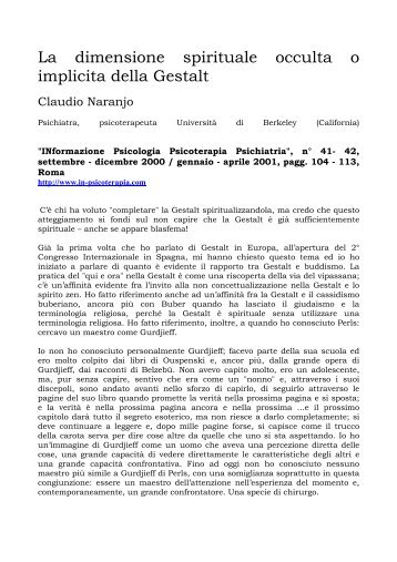 La dimensione spirituale occulta o implicita della Gestalt - Atmos