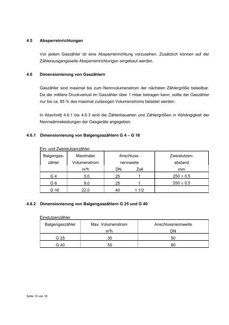 Technische Anschlussbedingungen Erdgas für Letztverbraucher