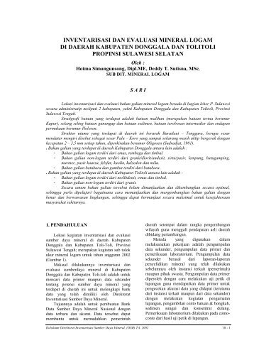 Inventarisasi dan Evaluasi Mineral Logam Di Daerah Kabupaten