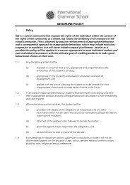 DISCIPLINE POLICY (including Suspension & Expulsion)