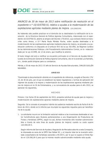 ANUNCIO de 30 de mayo de 2013 sobre notificaciÃ³n de resoluciÃ³n ...