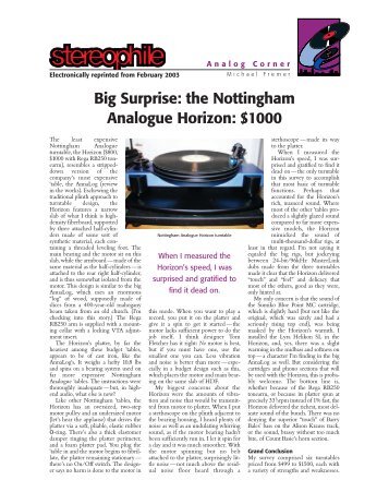 Big Surprise: the Nottingham Analogue Horizon: $1000 - Audiofast