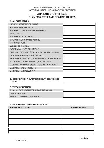 application for the issue of an easa certificate of airworthiness