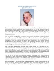 Eulogy for Tony Johnston cfc John O'Neill cfc - Edmund Rice