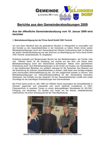 Berichte aus den Gemeinderatssitzungen 2009