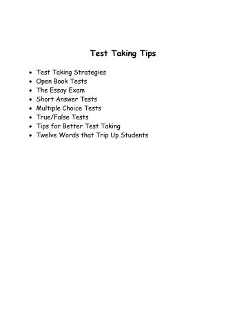 Test Taking Tips